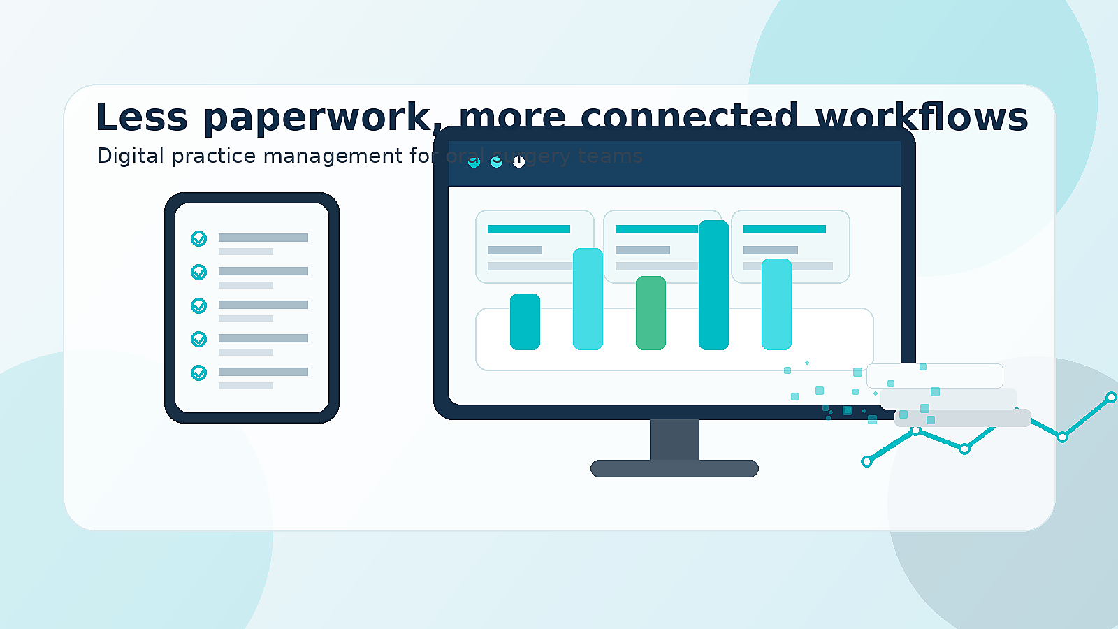 Oral surgery practice management software dashboard replacing paperwork with digital workflows